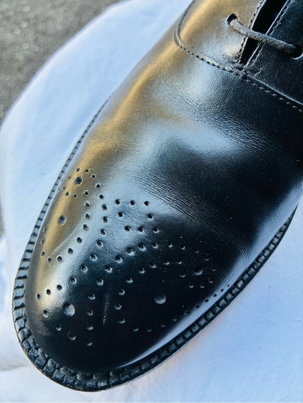 Jack Erwin Fullgrain Black Men's Leather Brogues, Size 8.5